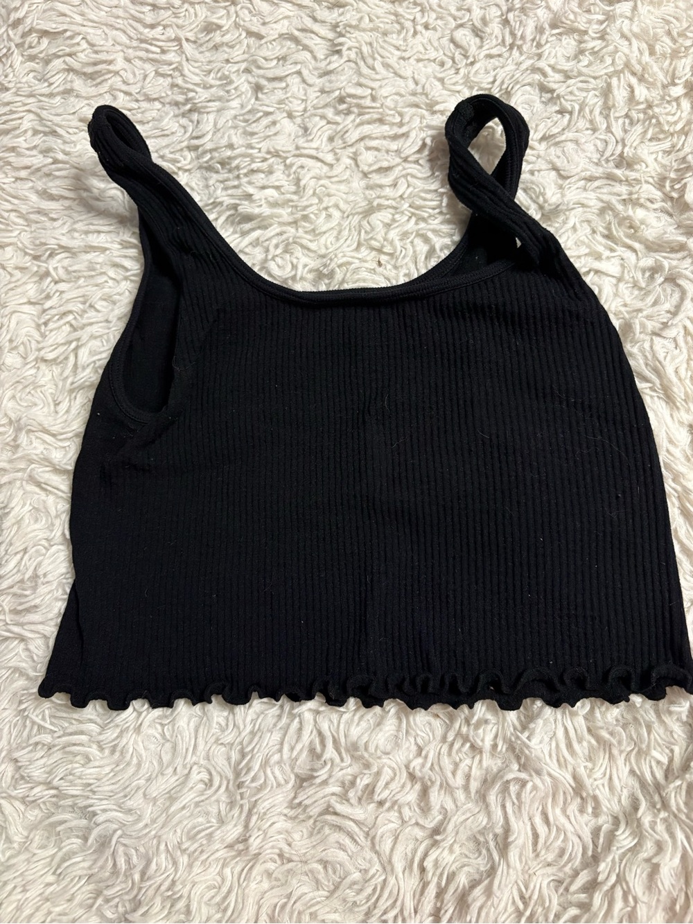 Aeropostale Black Ribbed Lettuce-Hem Tank Top